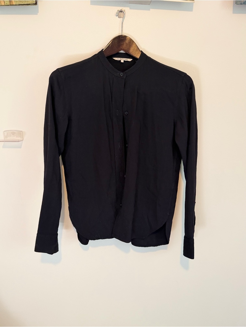 Helmut Lang navy blue wool-blend button-down.